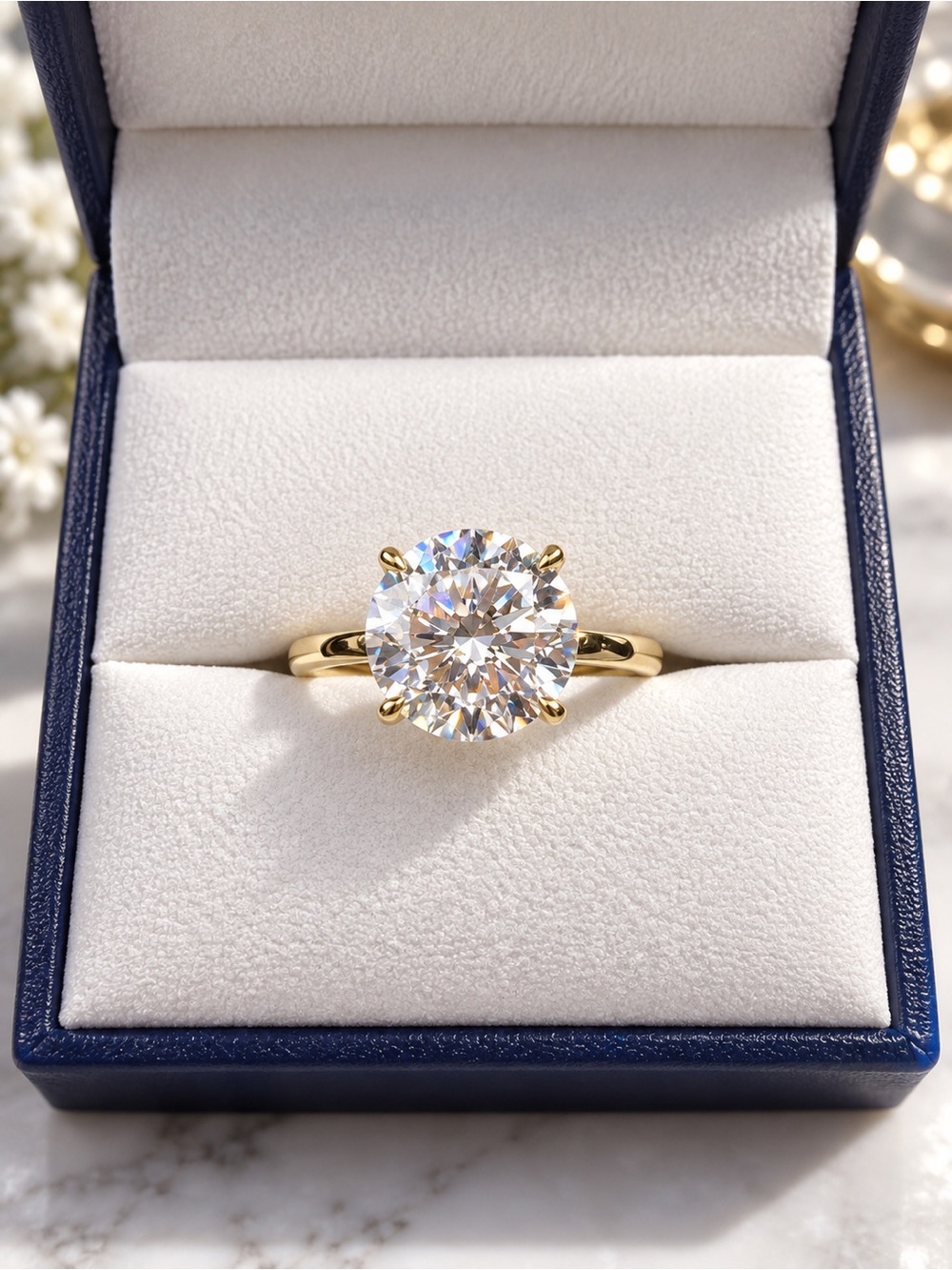 Approx 3 CT Lab Grown Diamond Solitaire Ring 10K Yellow Gold IGI Certified 💎